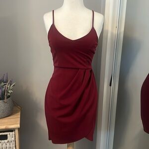 Lulu’s Forever Your Girl Wine Red Bodycon Dress XS
